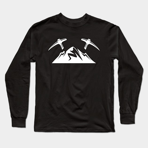 Mountains with pickaxe climber miner mining Long Sleeve T-Shirt by HBfunshirts